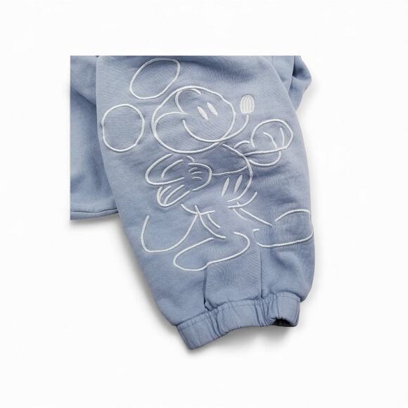 MICKEY MOUSE Disney Joggers Pants Embroidered Mouse Drawstring Baby Blue - XXL - Picture 1 of 13